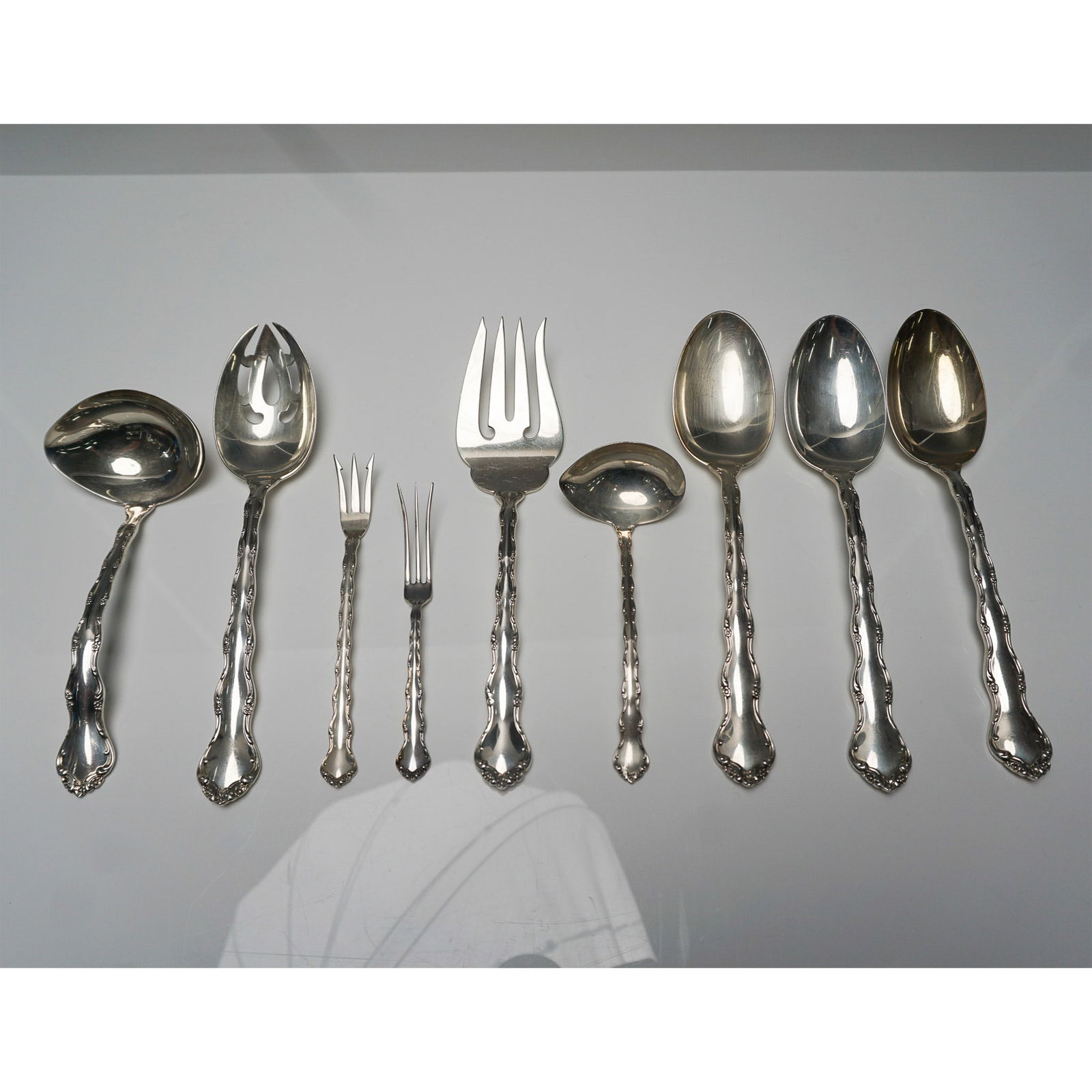9pc Reed & Barton Sterling Silver Flatware & Serveware, Tara Pattern (1 of 4)