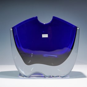 Baccarat Cobalt Blue Crystal Wave Vase