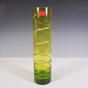 Baccarat Crystal Green Bud Vase, Orgue Spirael
