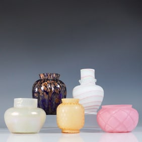 5pc Art Glass Vase Collection