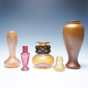 5pc Art Glass Vase Collection