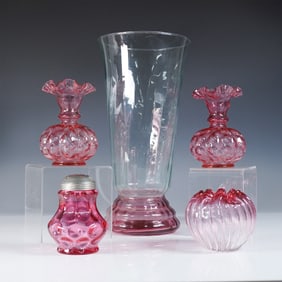 5pc Decorative Cranberry Glass Collection