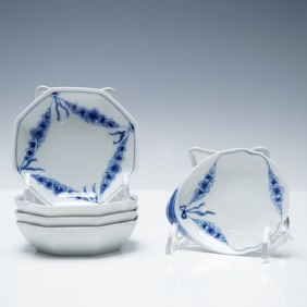 5pc Bing & Grondahl Empire Blue and White Trays