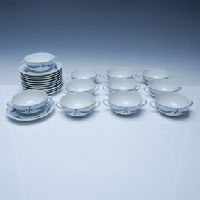22pc Bing and Grondahl Buillon Cups and Saucers, Empire