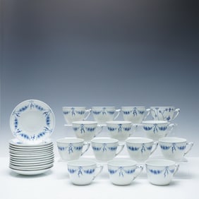 28pc Bing & Grondahl Blue Empire Cup & Saucer Set