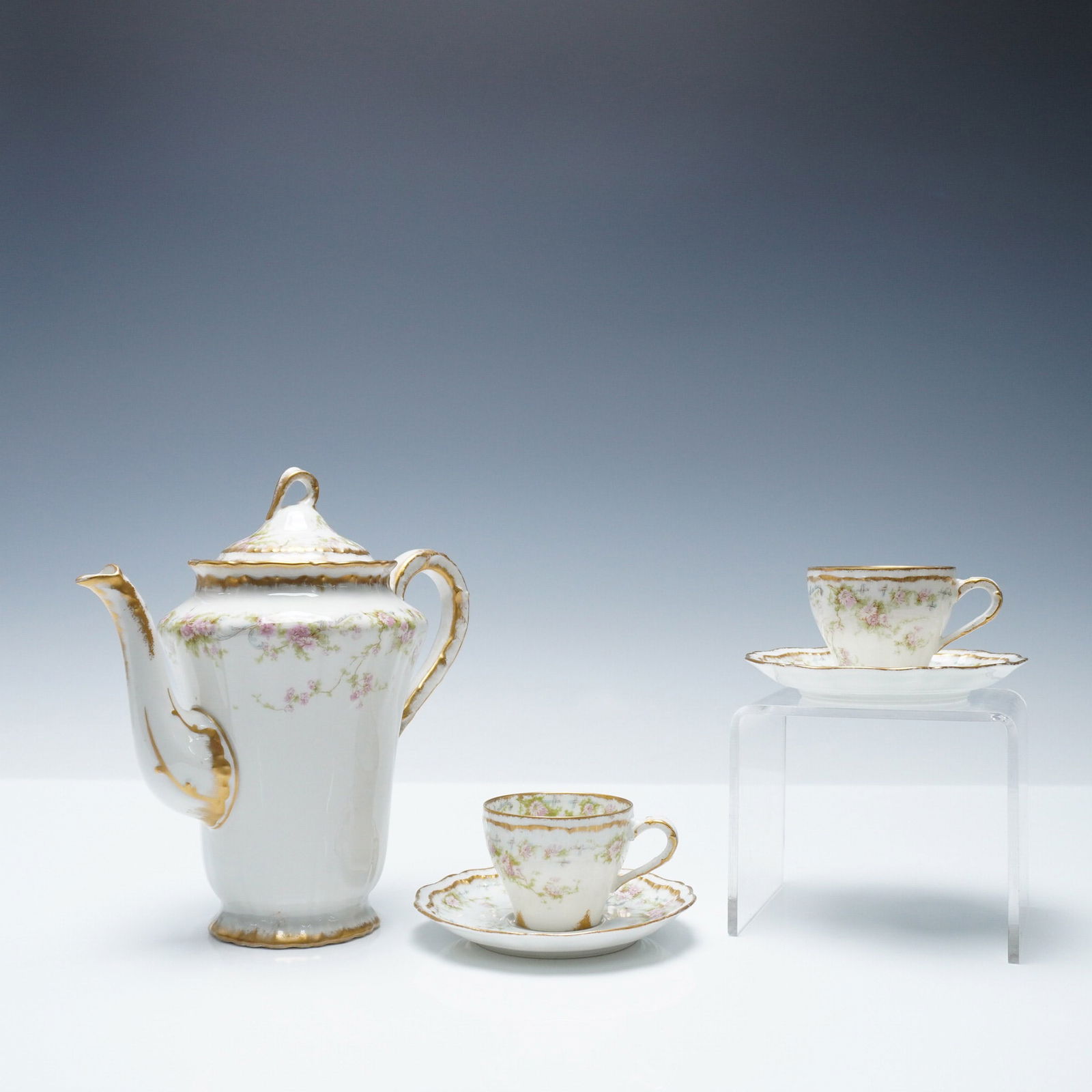5pc Theodore Haviland Limoges Hand-Painted Porcelain Tea Set (1 of 5)