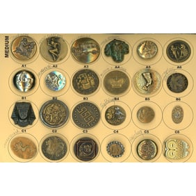 A card of division 1 & 3 assorted metal buttons