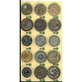 A partial card of division 1 & 3 metal buttons