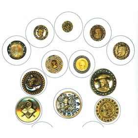 A partial card of division one assorted head buttons