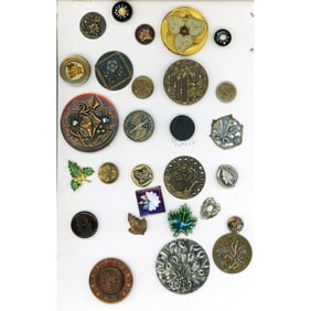 A card of division 1 & 3 assorted plant life buttons