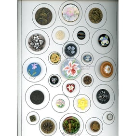 A card of division one & three assorted flower buttons