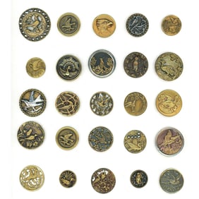 A card of assorted division one Bird buttons