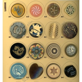 A partial card of division 1 & 3 Celluloid buttons