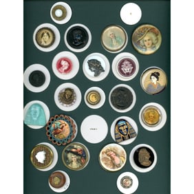 A card of division 1 & 3 assorted head buttons