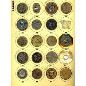 A card of division 1 & 3 assorted metal buttons