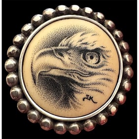 A division three natural material pictorial button
