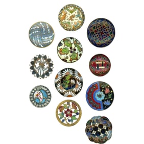 A small card of division one enamel buttons