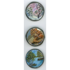 A small card of division 3 hand painted pearl buttons