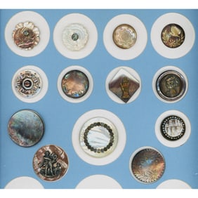 A partial card of division 1 pearl buttons