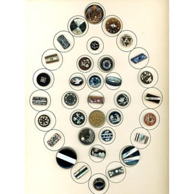 A card of division one assorted inlay buttons