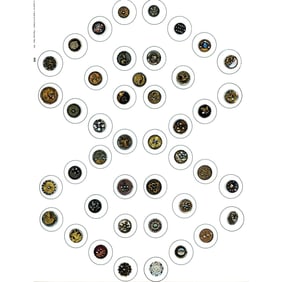 A card of division one assorted steel cup buttons