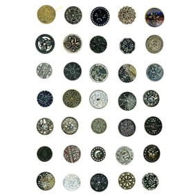 A card of division one assorted pewter buttons