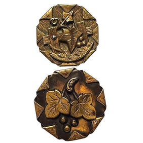 A small card of division one brass pictorial buttons