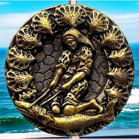 A division one brass pictorial button