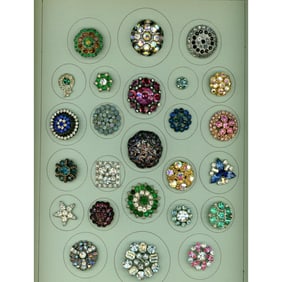 A card of division 1 & 3 colorful paste jewel buttons
