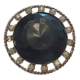 A division one black glass set in metal button