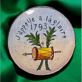 A division one polychrome pictorial enamel button