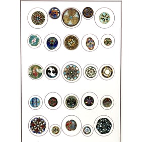 A card of division one assorted enamel buttons