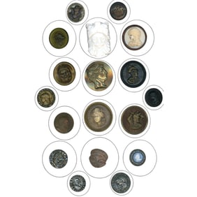 A card of division 1 & 3 assorted head buttons