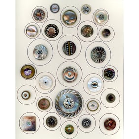 A card of division one assorted pearl buttons