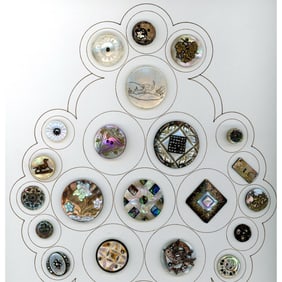 A partial card of division one pearl buttons