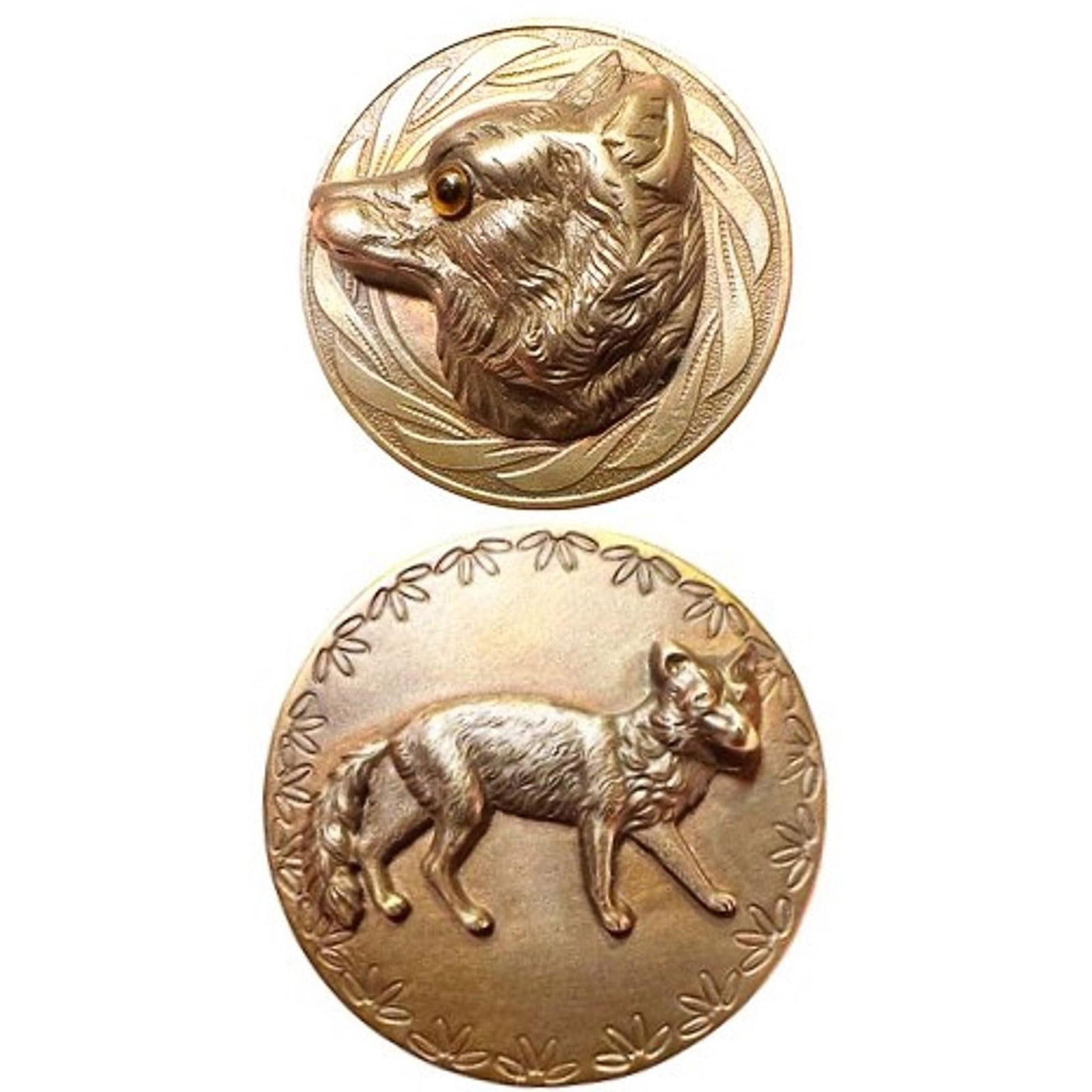 A pair of division three studio artist pictorial buttons (1 of 4)