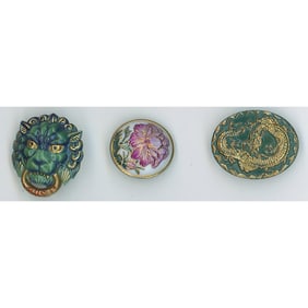 A small card of Japanese Arita porcelain buttons