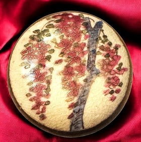 A division one colorful Japanese pottery button