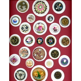 A card of division one and three assorted flower buttons