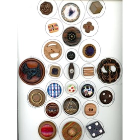 A card of division three assorted wood buttons