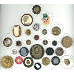 A partial card of division 1 & 3 assorted head buttons