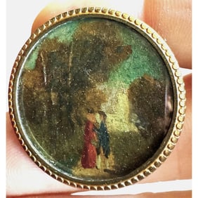 A division one hand painting under glass button