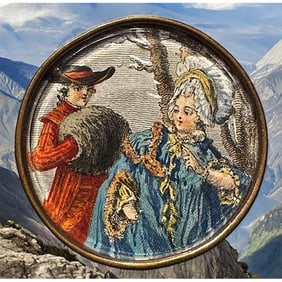 A division one colored litho under glass button