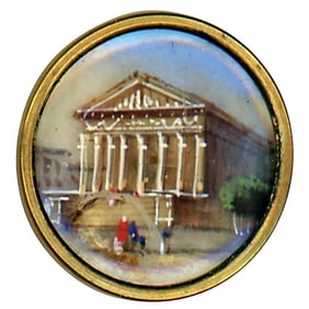 A division one painting under glass pictorial button