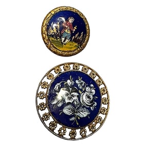 A small card of division one pictorial enamel buttons