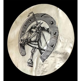 A division one engraved pearl pictorial button