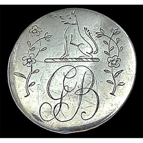 A division one silver Crest pictorial button.
