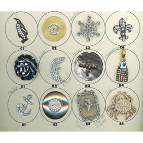 A partial card of division three paste jewel buttons