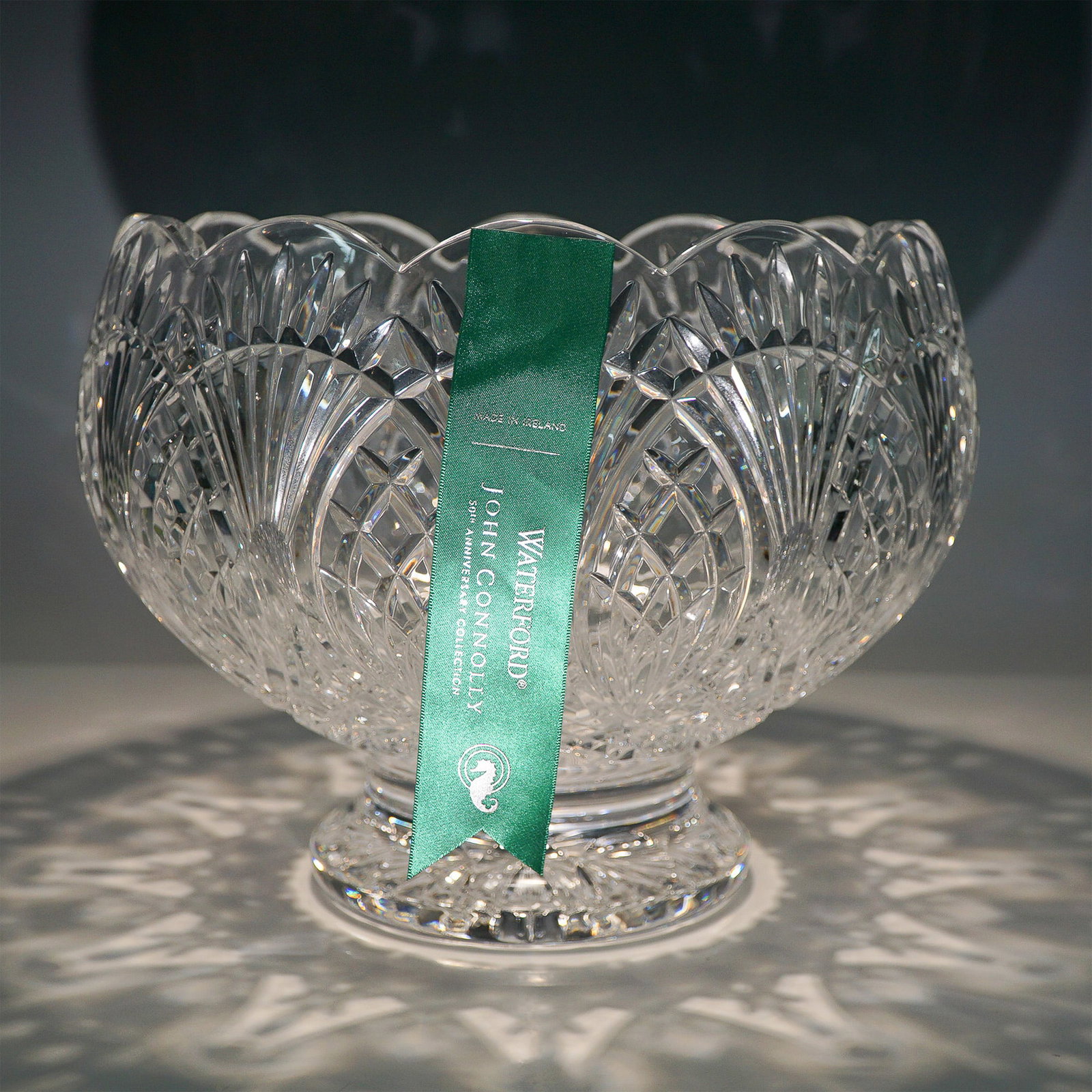 House of Waterford Circle of Friends Punch Bowl 50th Anniv of John Connolly: An extraordinary Waterford Crystal Circle of Friends Punch Bowl, created for the John Connolly 50th Anniversary Collection. This distinguished masterpiece was designed to honor Connolly's five decades