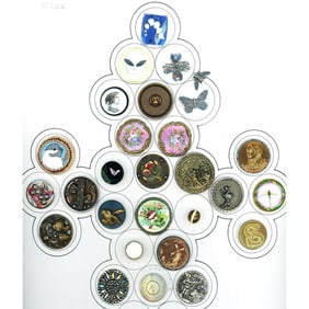 A card of division 1 & 3 assorted material buttons